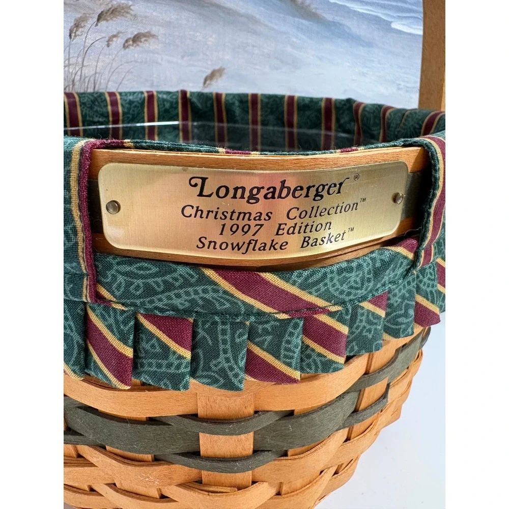 Longaberger Christmas Collection 1997 Edition Snowflake Basket Hexagon Liner